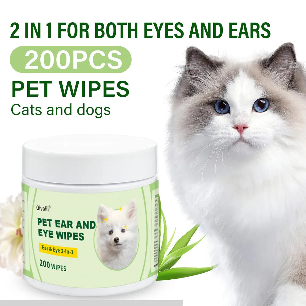 2-in-1 Pet Ear and Eye Wipes, 200 Count Mild - ProPawPet.com