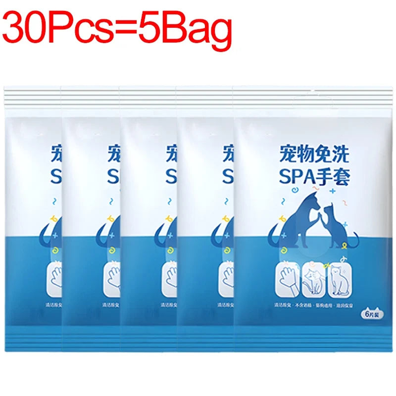 30 Cat & Dog Disposable Glove Towels – 3 Colors