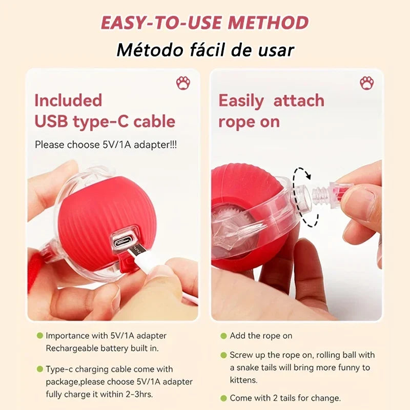 Rechargeable Auto Interactive Cat Ball with - ProPawPet.com