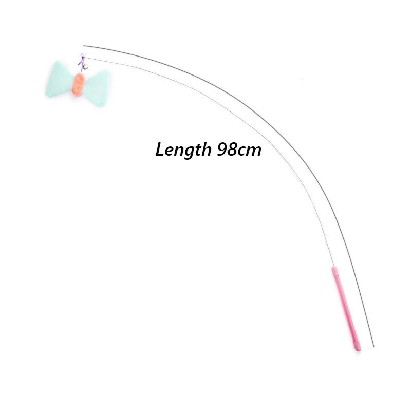 Retractable Sphynx Cat Teaser Stick Interactive Pet Plaything – 24 Colors
