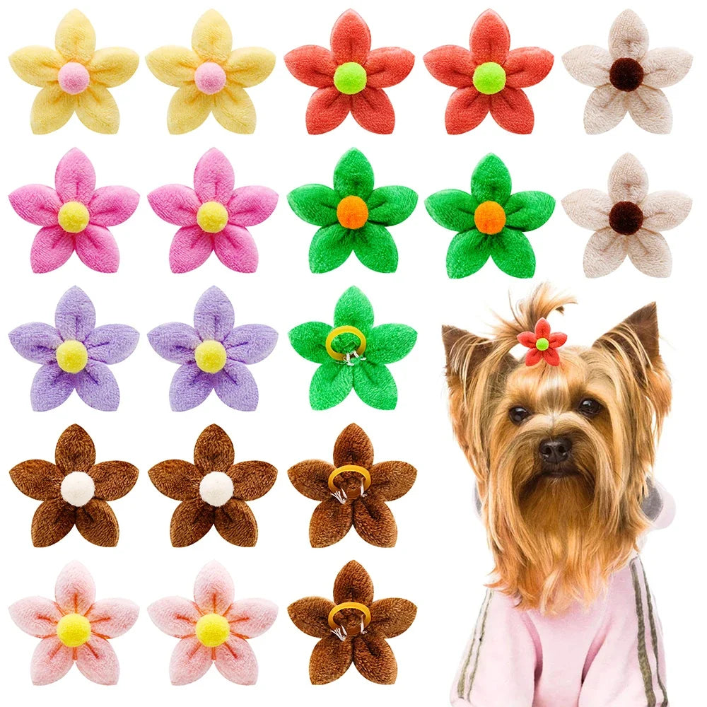 10/20pcs Flower Shape Dog Hair Bows Dog Bow - ProPawPet.com