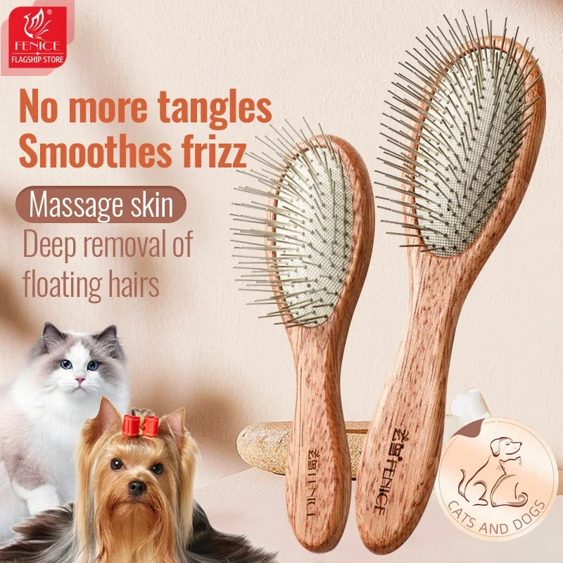 Fenice Pet Comb Solid Wood Handle in Cat Dog - ProPawPet.com