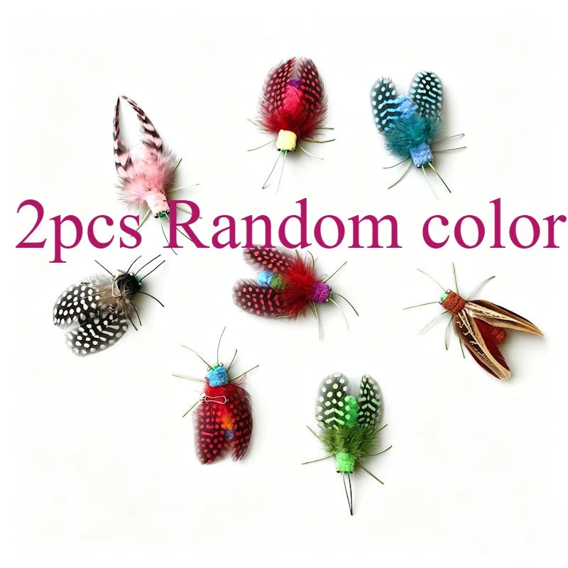 2 Cat Toy Simulated Feather Insect Replacement Head Pet – Cat Supplies