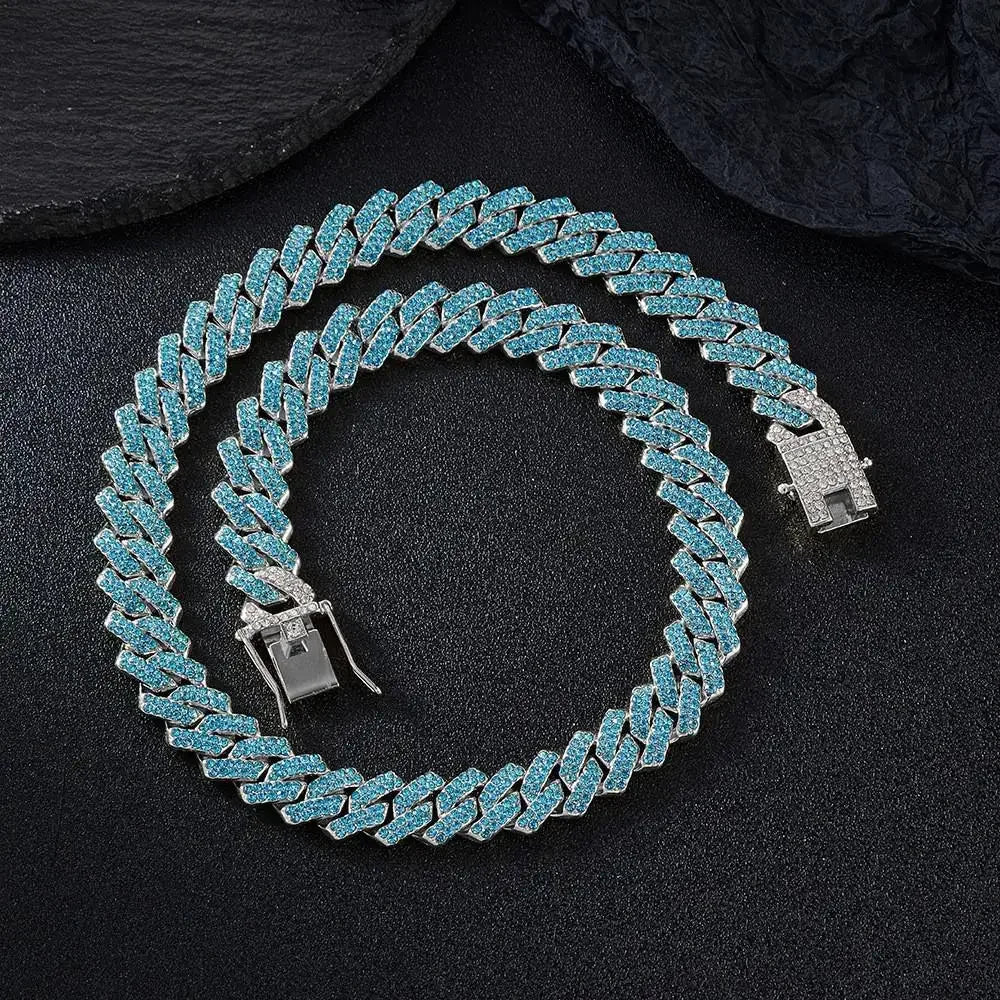 14mm Pink Blue Lab Diamond Dog Cuban Chain - ProPawPet.com