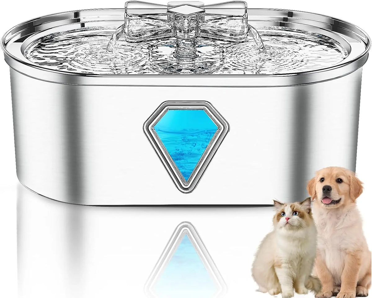 Pop Cat Water Fountain 3.5l 118 Oz Large Stainless Steel Pet – Cat Supplies