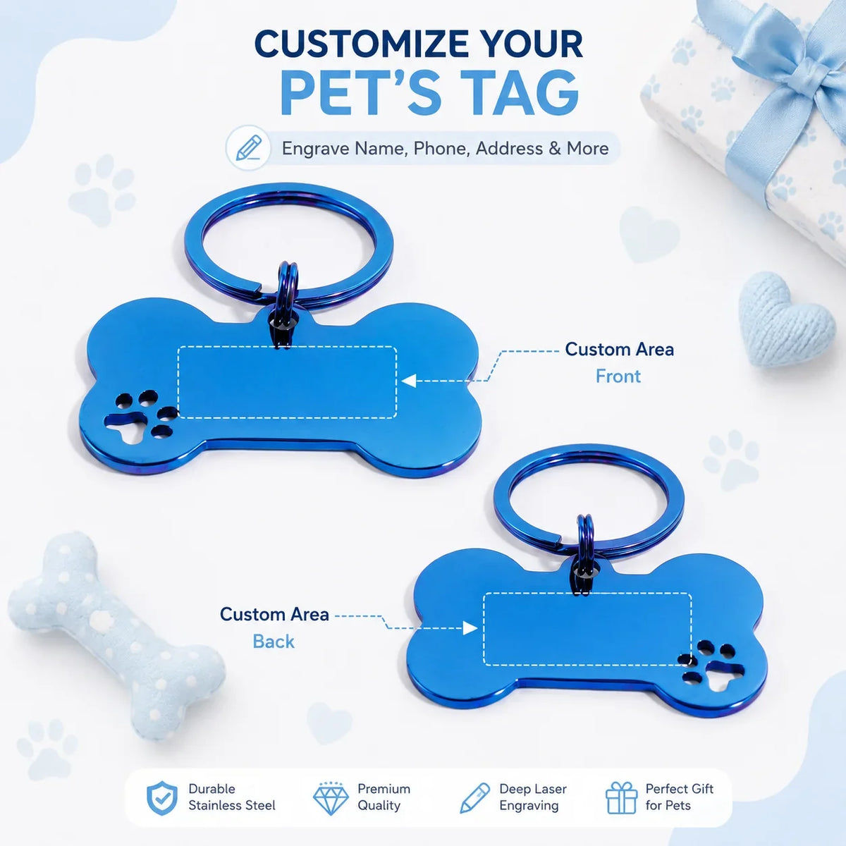 Stainless Steel Custom Name Dog Tags
