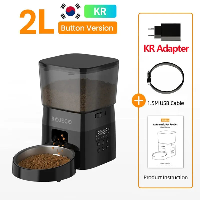 Rojeco Automatic Pet Feeder Button Version Auto Cat Food – Cat Bowls & Feeders