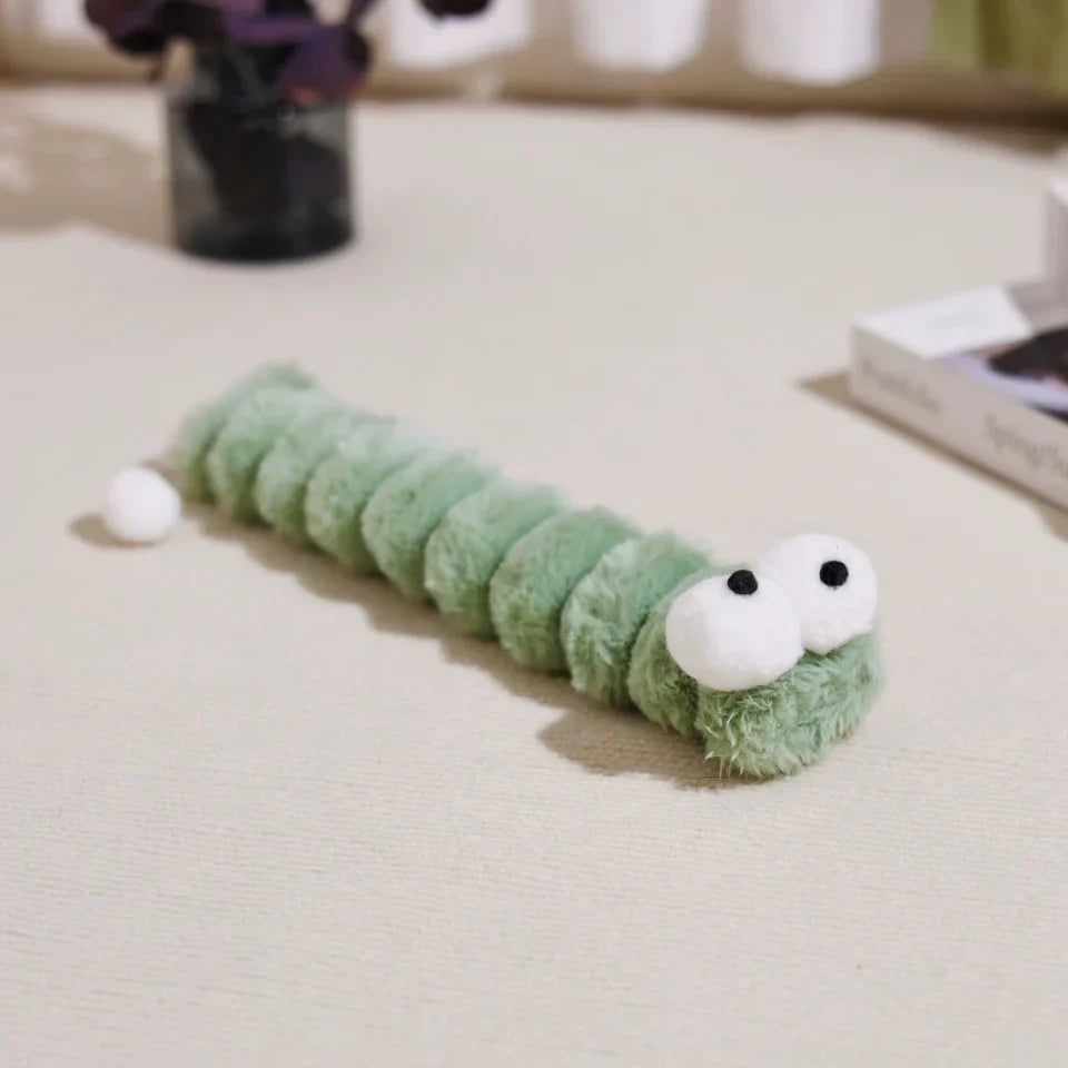 Cute Big-eyed Caterpillar Cat Plaything Soft Plush Teeth Grinding – 3 Colors