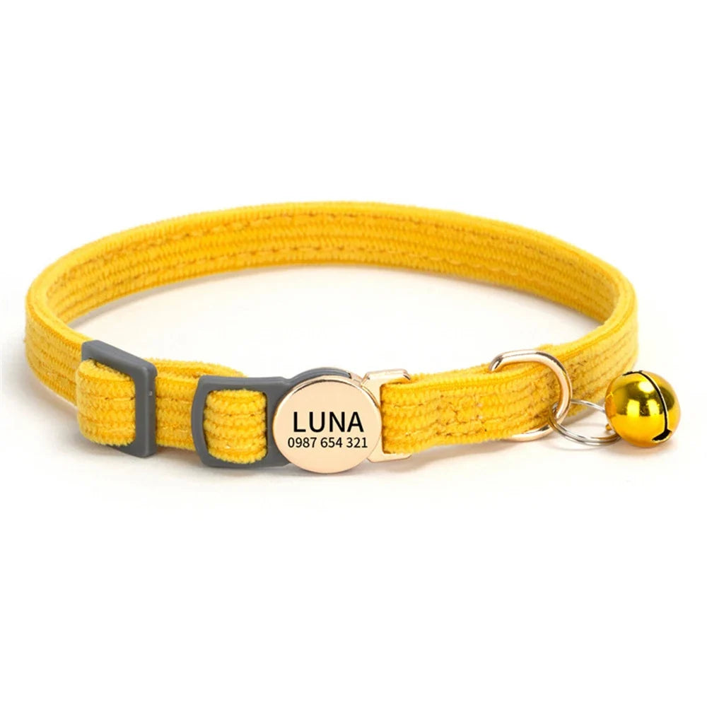 Personalized Engraved Cat Collar Adjustable Size Metal Buckle – Cat Supplies