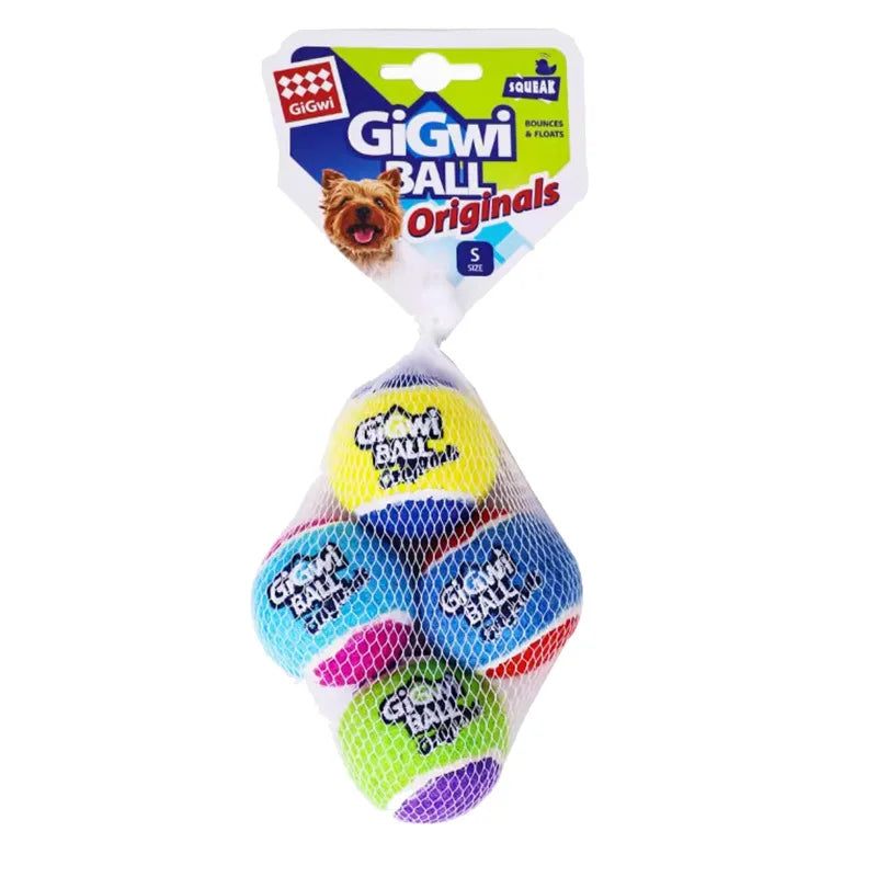Rubber Ouzey Set Pets Dog Squeaky Tennis Ball – 2 Colors