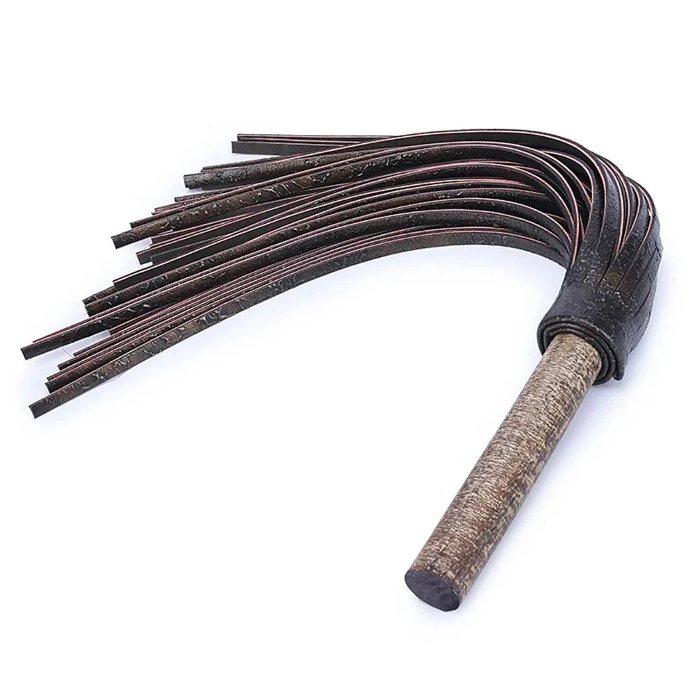 54cm Handwork Make Wooden Round Handle Leather Cow Whip for Horses