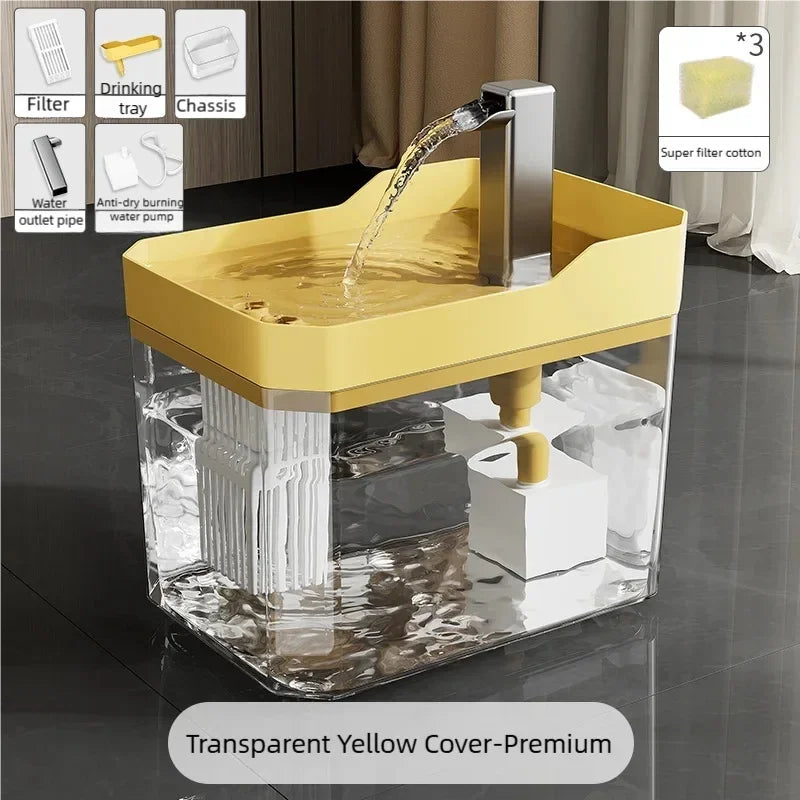 Cat Water Fountain Auto Filter Transparent Drinker USB Anti – 3 Colors
