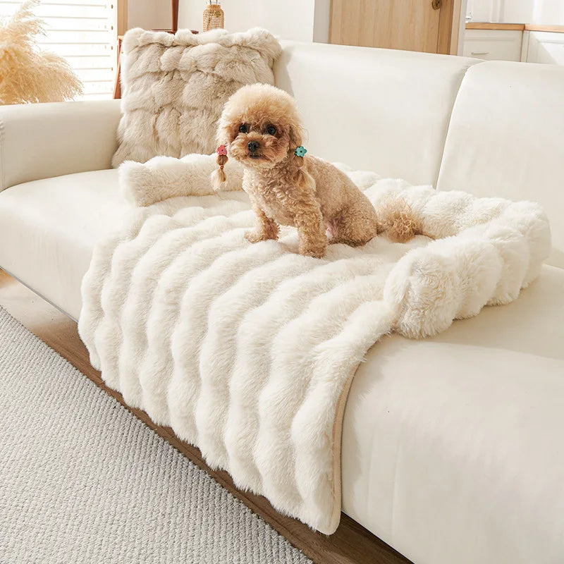 Plush Faux Rabbit Fur Large Dog Mat Cat Bed for Small Pets