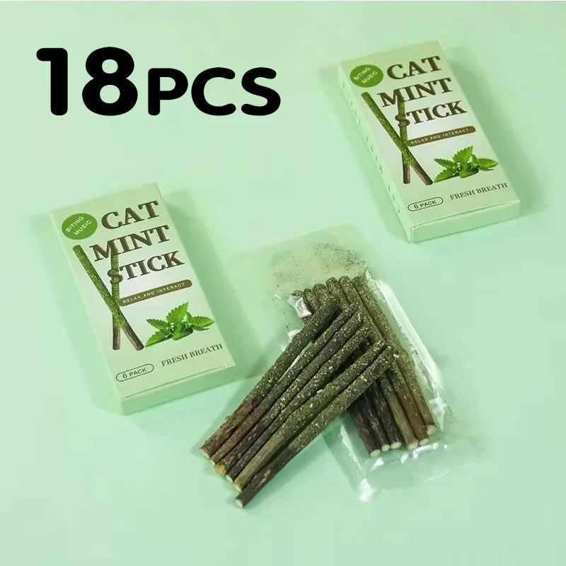 6- Natural Cat Stick Mint Caught Bite Excited Rods Silvervine – Cat Supplies