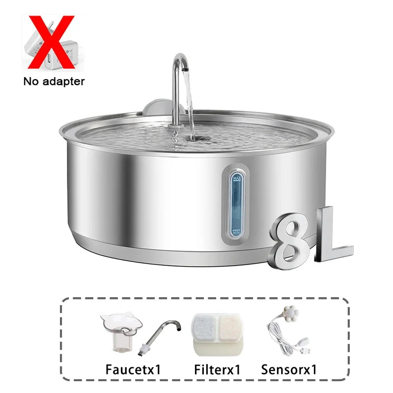 8l Large Capacity Stainless Steel Cat Water Fountain – Cat Supplies
