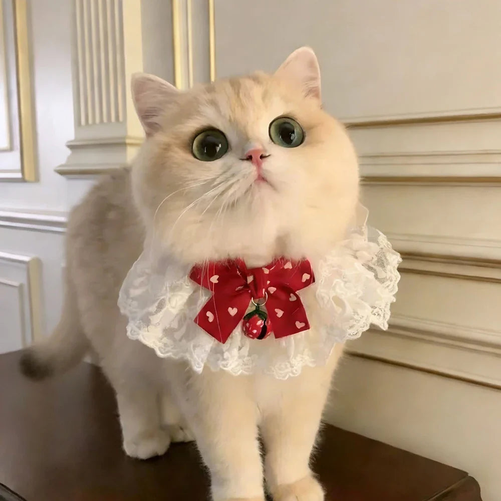 Cat Bow Tie Cute Bell Drool Bib Princess - ProPawPet.com