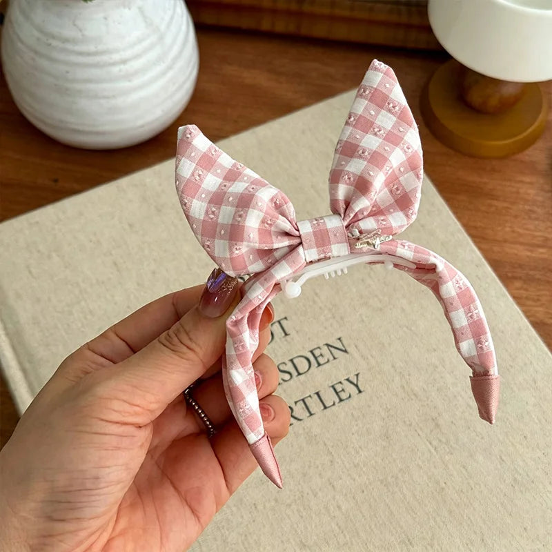 Gingham Plaid Bow Pet Hair Clip with Star Charm Cute Vintage – Dog Supplies
