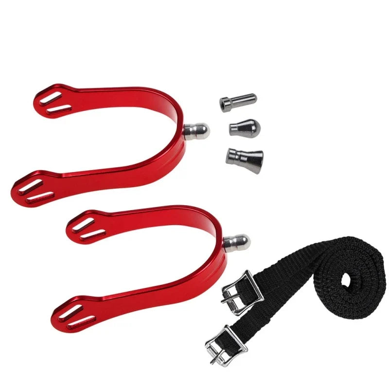 Aluminum Alloy Horse Spurs 4 Replaceable Heads Equestrian – 6 Colors
