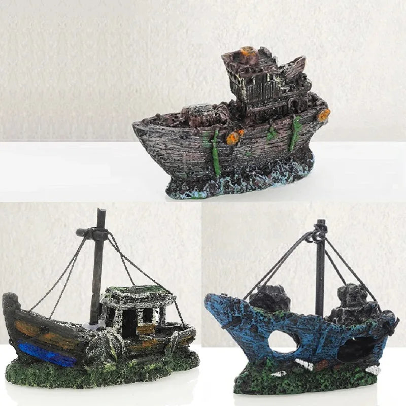 1Pc Retro Aquarium Fish Tank Landscape Wreck - ProPawPet.com
