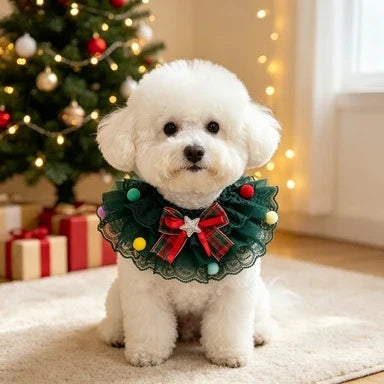 Christmas Festival Pet Neckwear Lace Edge - ProPawPet.com