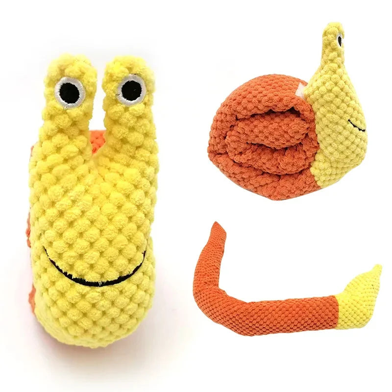 Dog Squeak Toys Pet Sniffing Plush Snails, Interactive