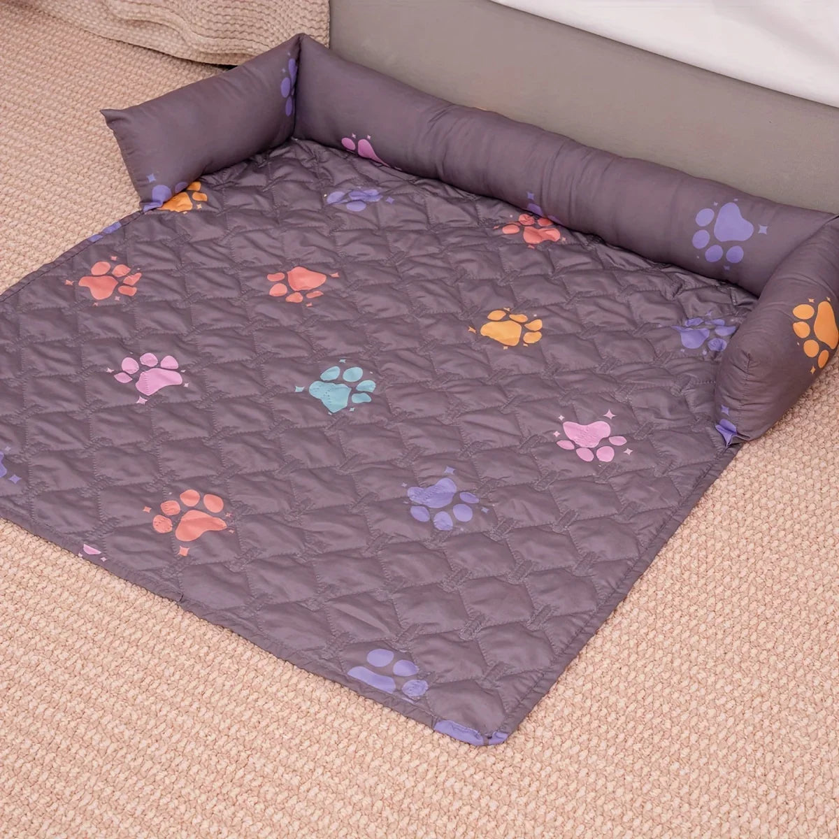 Reversible Rainbow Check Pet Bed with - ProPawPet.com