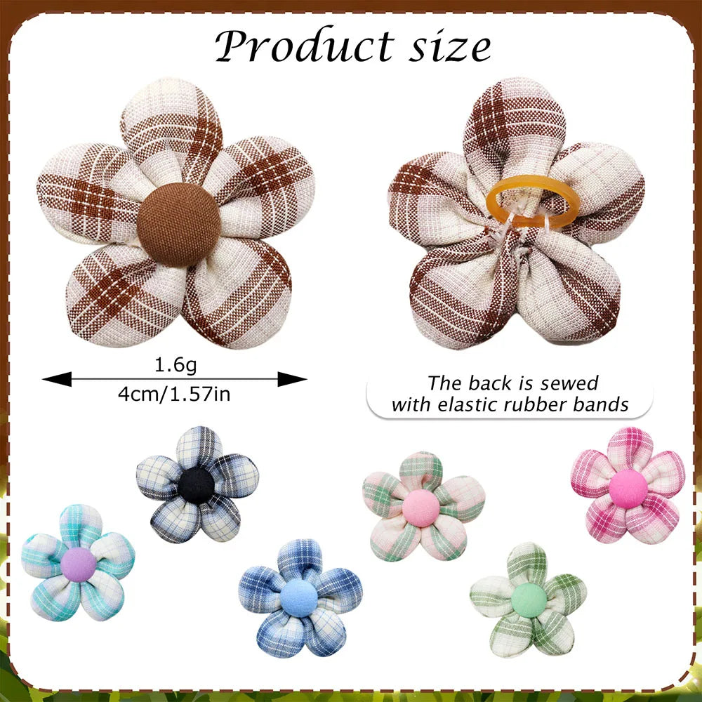 10/20PCS Flower Dog Bows With Rubber Bands - ProPawPet.com
