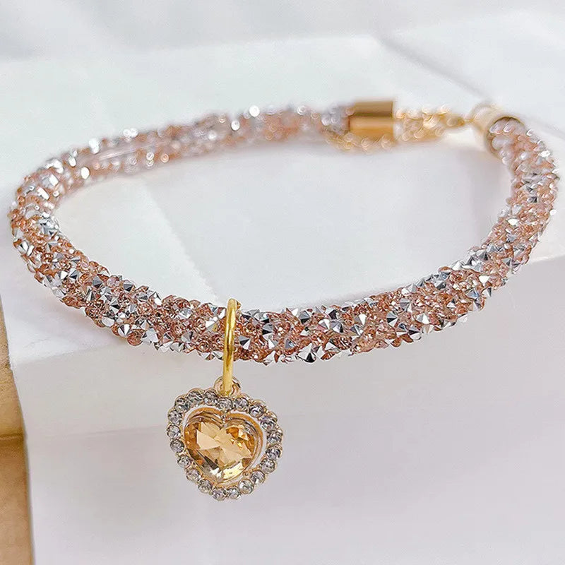 Crystal Cat Collar Heart Gem Pendant Party - ProPawPet.com