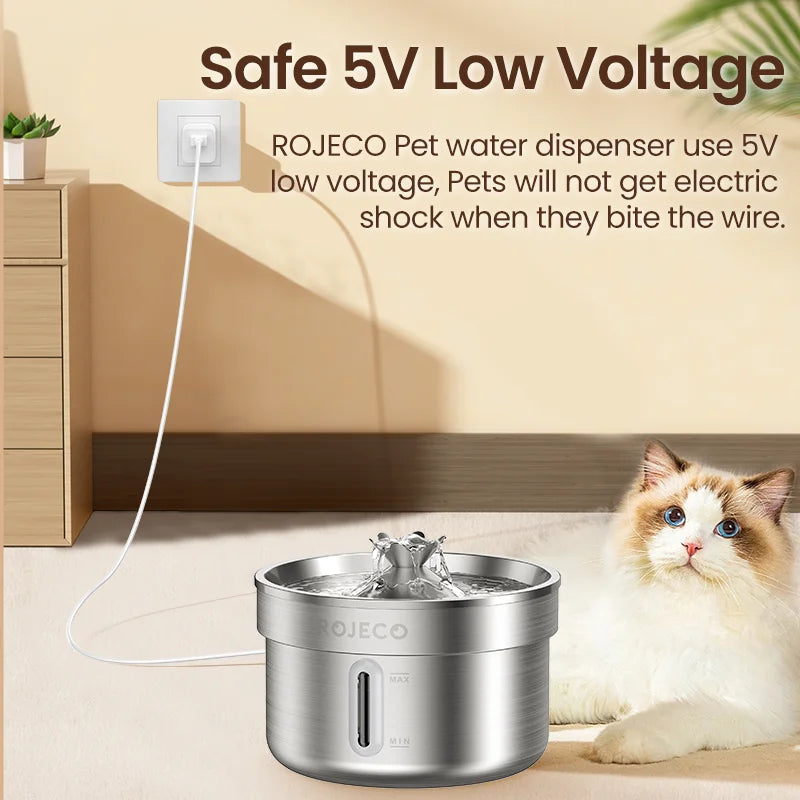 ROJECO Stainless Steel Pet Drinking Fountain - ProPawPet.com