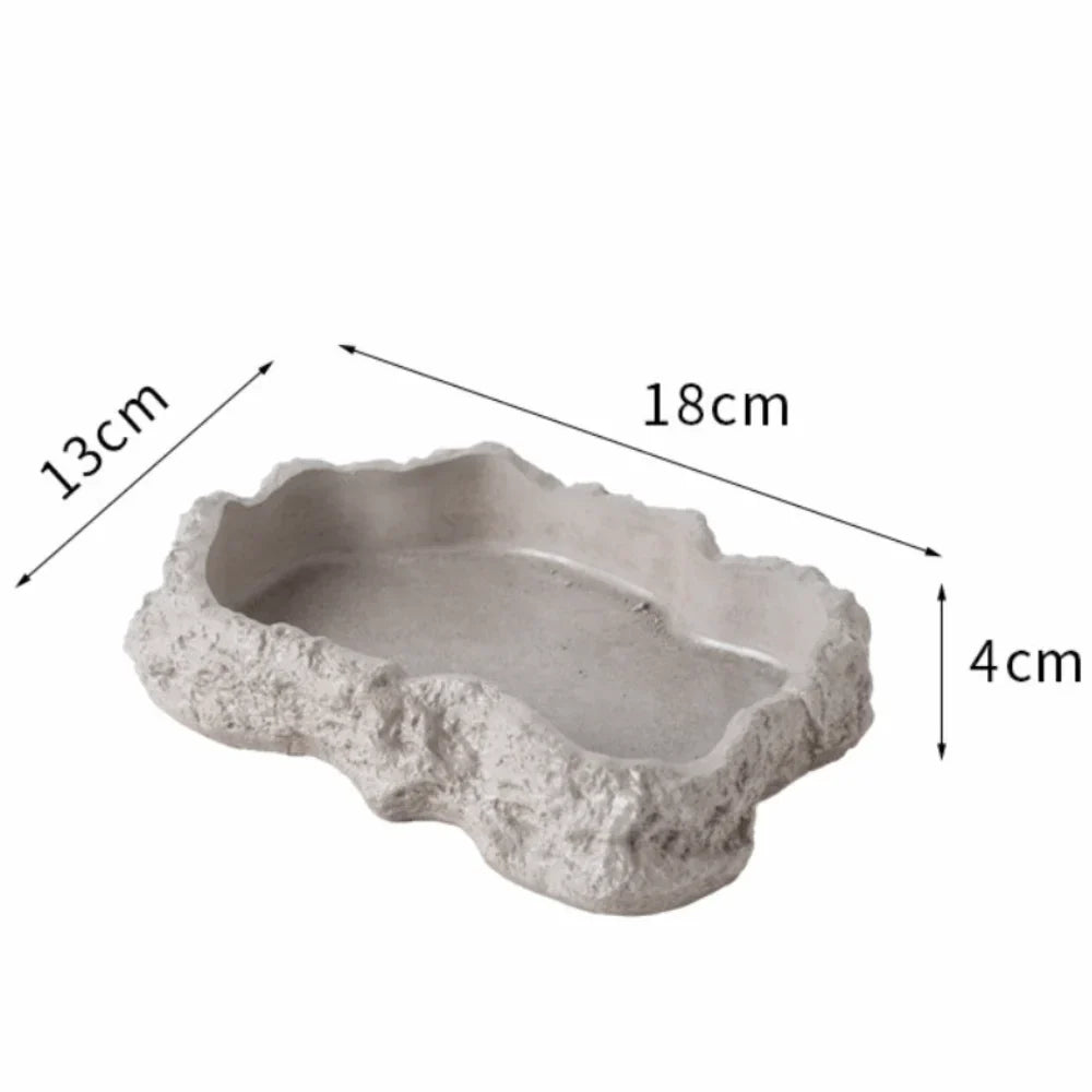 Simulated Rock Reptile Food Dish Multiple Size Anti Slip Base – 9 Colors