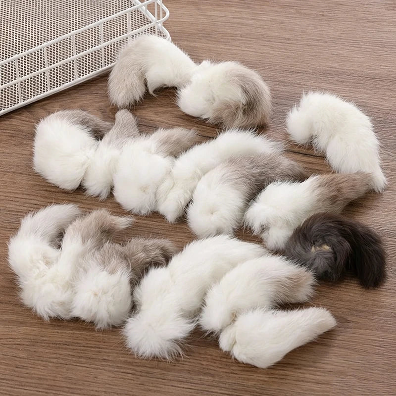 Natural Rabbit Tail Cat Plaything, Scented Plush Chew Toy