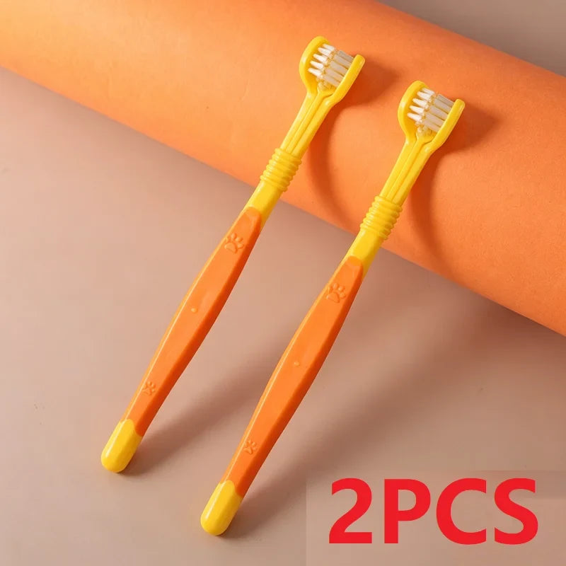 3-Sided Pet Toothbrush Dog Plastic Removing Tartar Cleaning – 9 Colors
