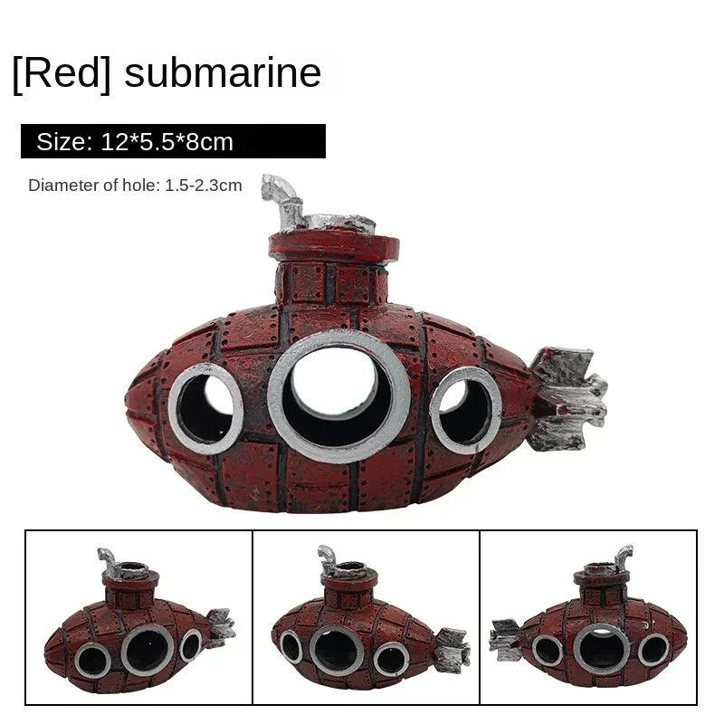 Resin Submarine Ornaments Aquarium Fish Tank – 6 Colors