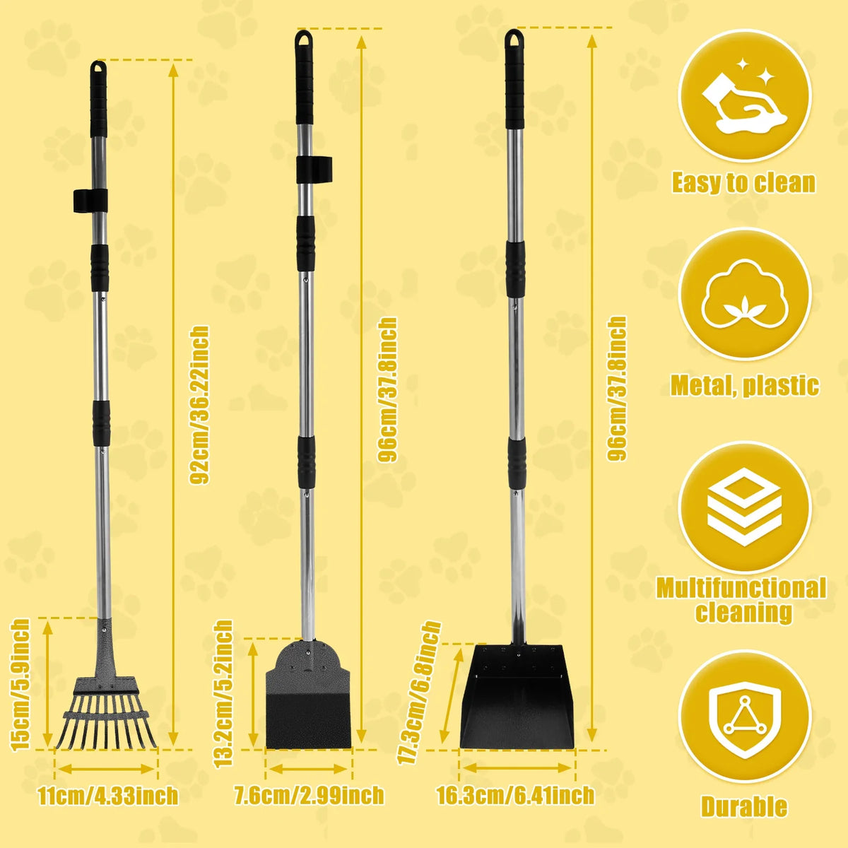 2 Pet Pooper Scooper Set with Long Handle Multifunctional – Dog Supplies