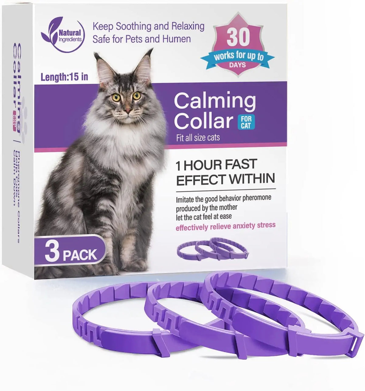 Waterproof 38cm Pet Comfort Collar, Relieves Cats Anxiety Protects – 2 Colors