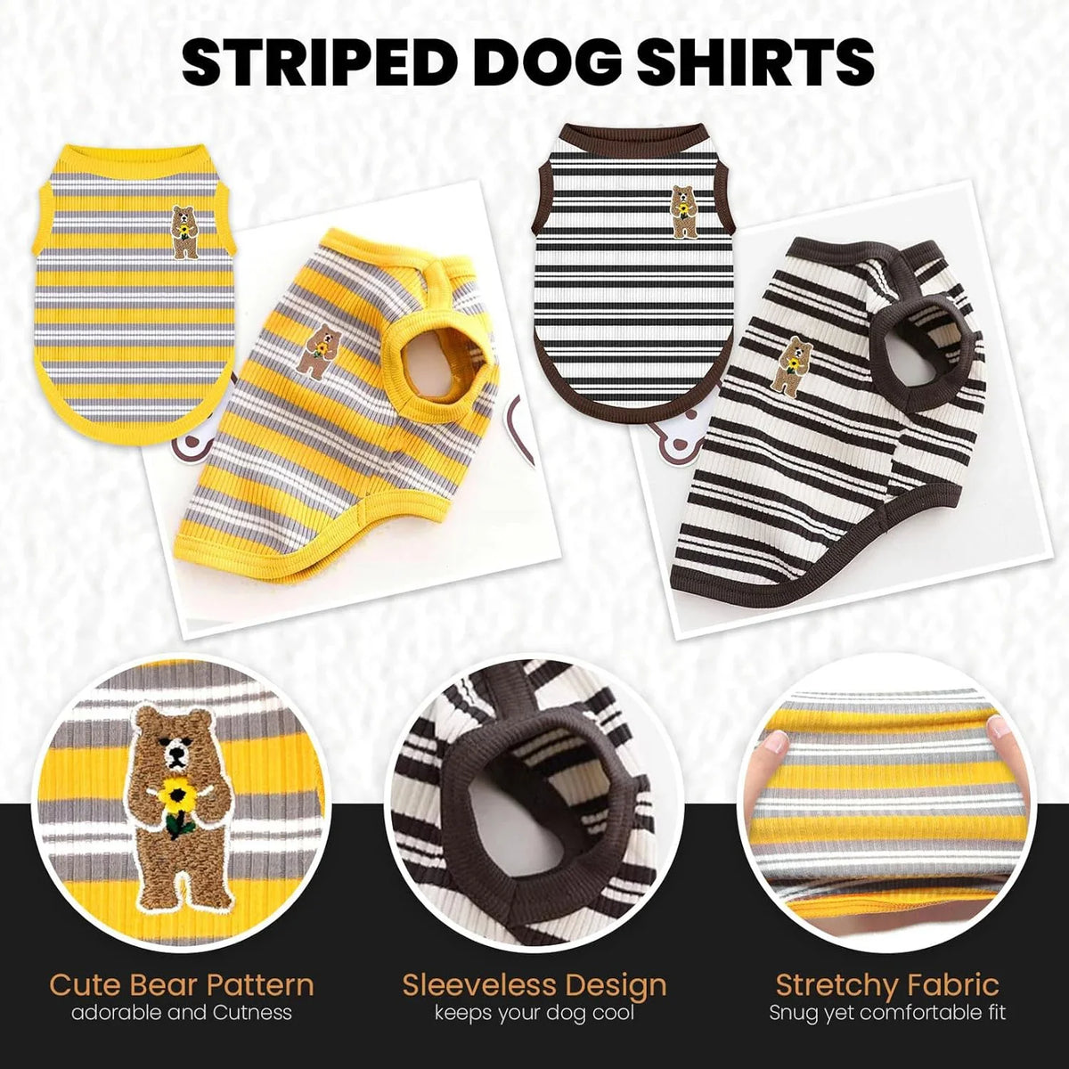 Striped Cat Shirts Stretchy Cat Clothes for - ProPawPet.com