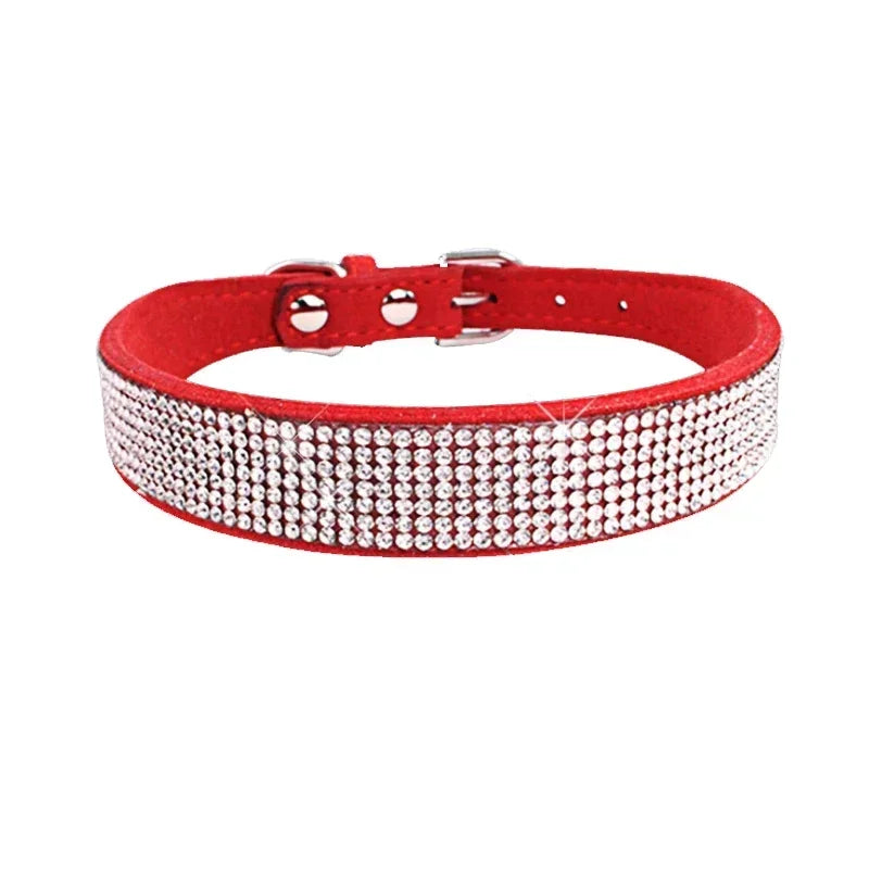 Suede Fiber Crystal Dog Collar Comfortable - ProPawPet.com