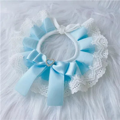 Plaid Dog Bow Bibs Collar Lace Scarf - ProPawPet.com