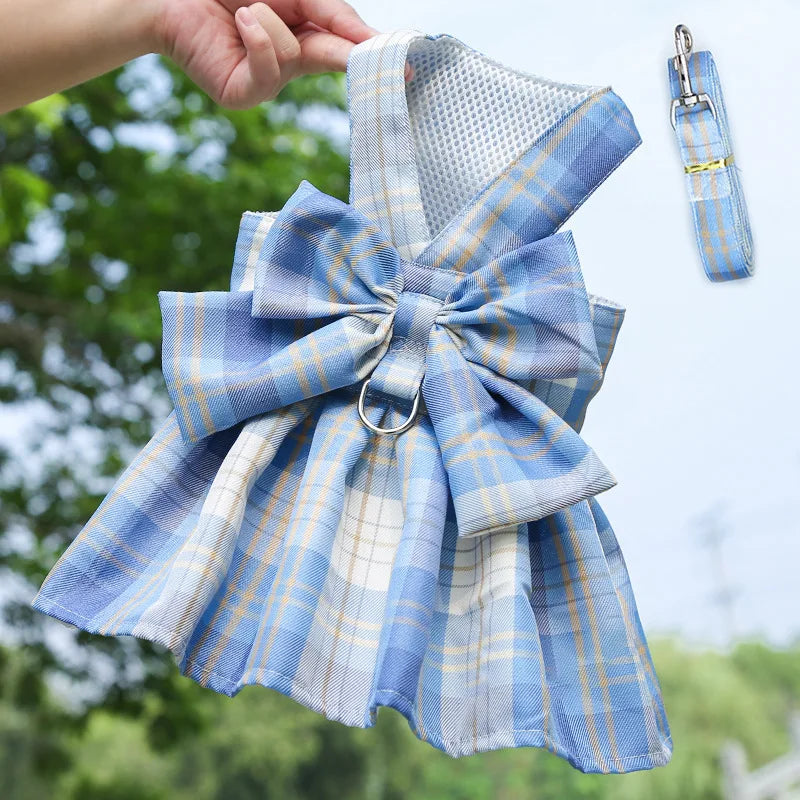 Rabbit JK Dresses and Leash Sets Mesh Plaid - ProPawPet.com