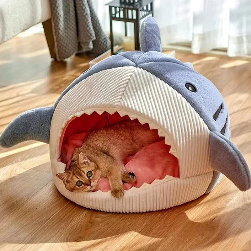 Warm Cat Beds Cartoon Shark Pet Cave Beds - ProPawPet.com