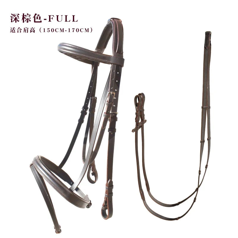 Horse Bridle English Leather with Non Slip Rein – 2 Colors