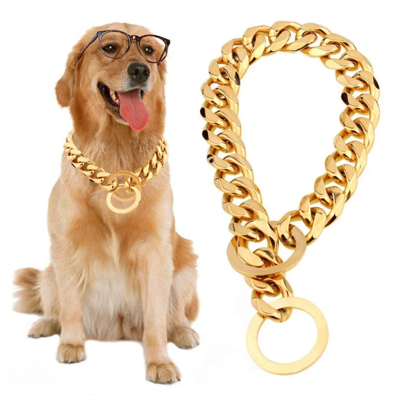 Luxury Dog Collar Gold Pet Necklace Dog - ProPawPet.com