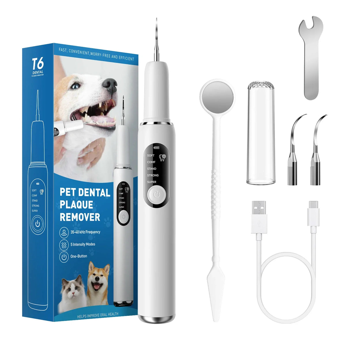Waterproof Pet Ultrasonic Dental Cleaner Dog Teeth Plaque Tartar Stains