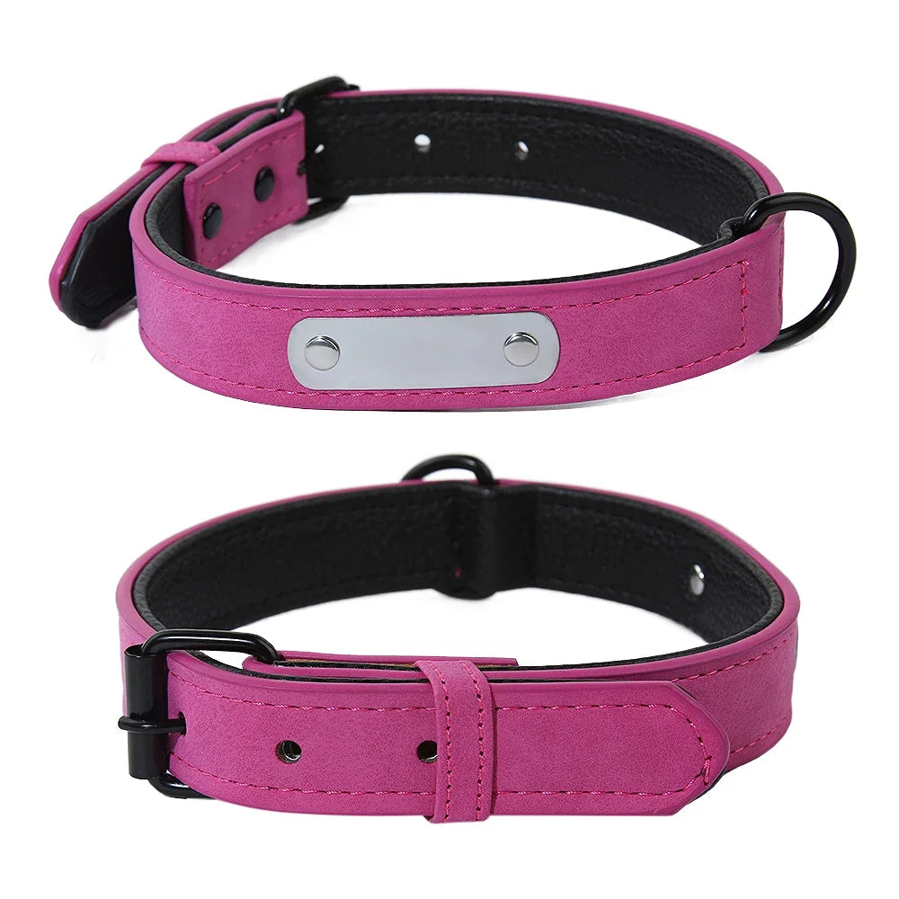Custom Leather Dog Collar Leash Personalized - ProPawPet.com