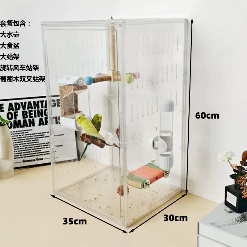360° Clear View Bird Enclosure,splash-proof – 4 Colors