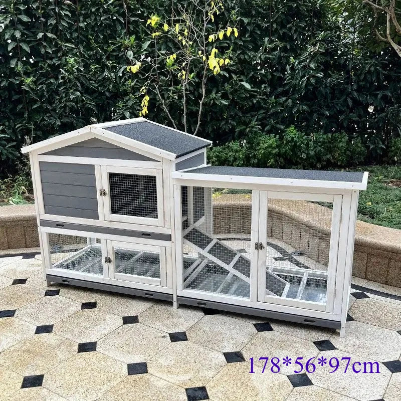 Indoor Outdoor Wooden Rabbit Hutch, 2-Tier - ProPawPet.com
