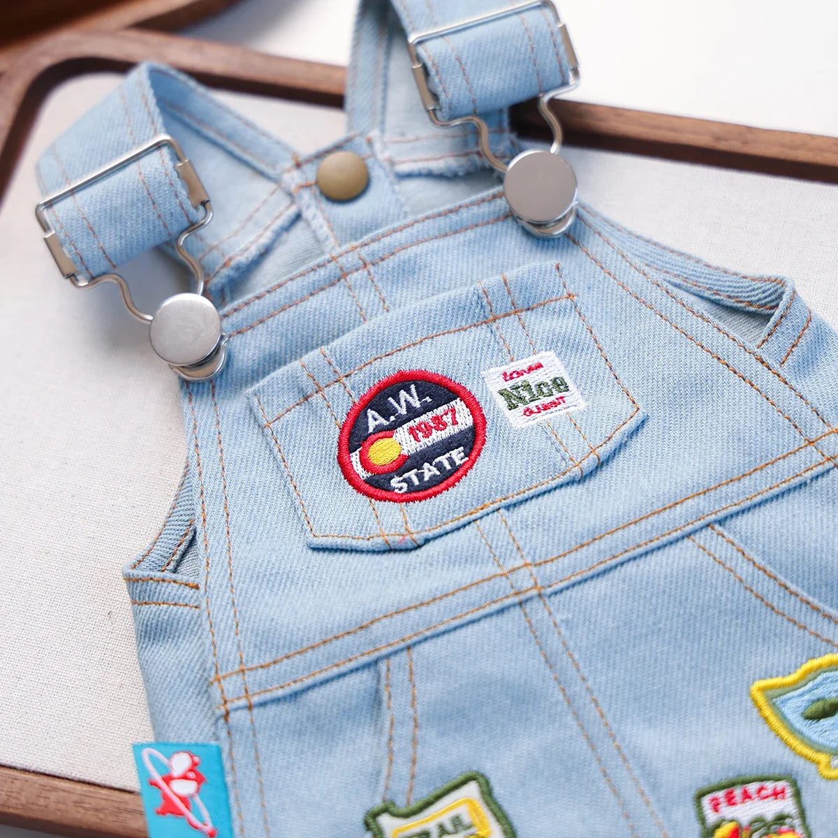 Pet Cat and Dog Clothes Retro Badge Denim - ProPawPet.com