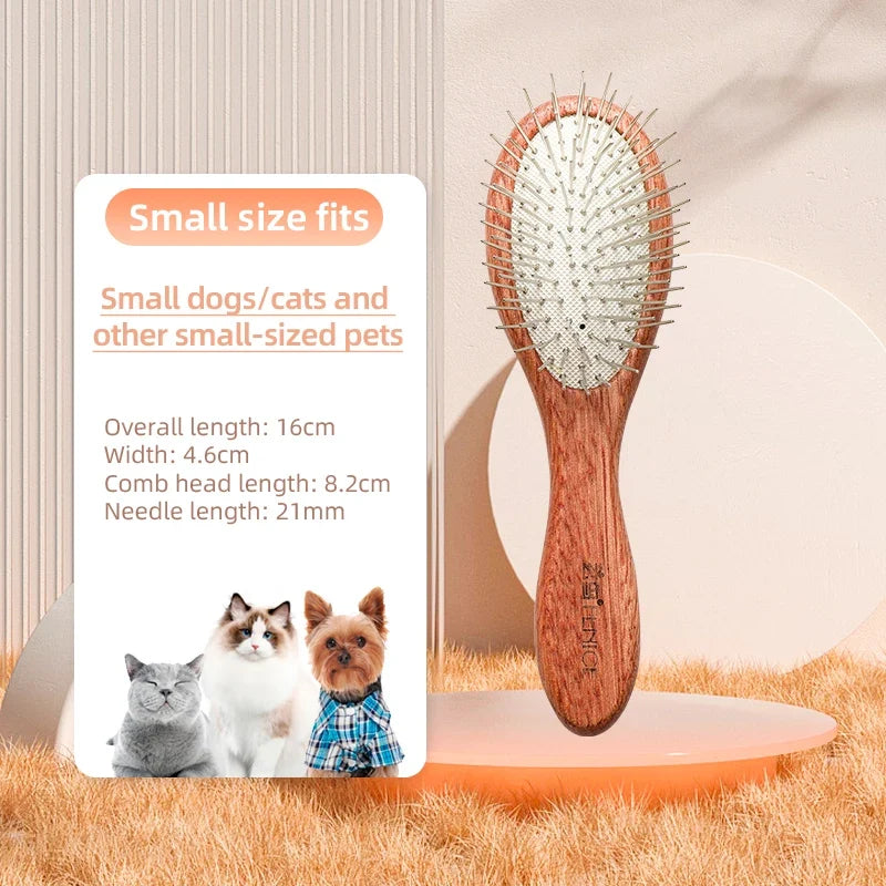 Fenice Pet Grooming Comb Solid Wood Handle in Cat & Dog Hair Remover – 2 Colors