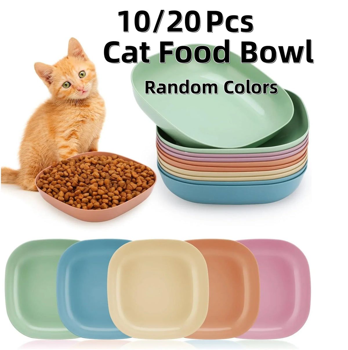 3/10/20pcs Non-Slip Plastic Cat Bowls Set - ProPawPet.com