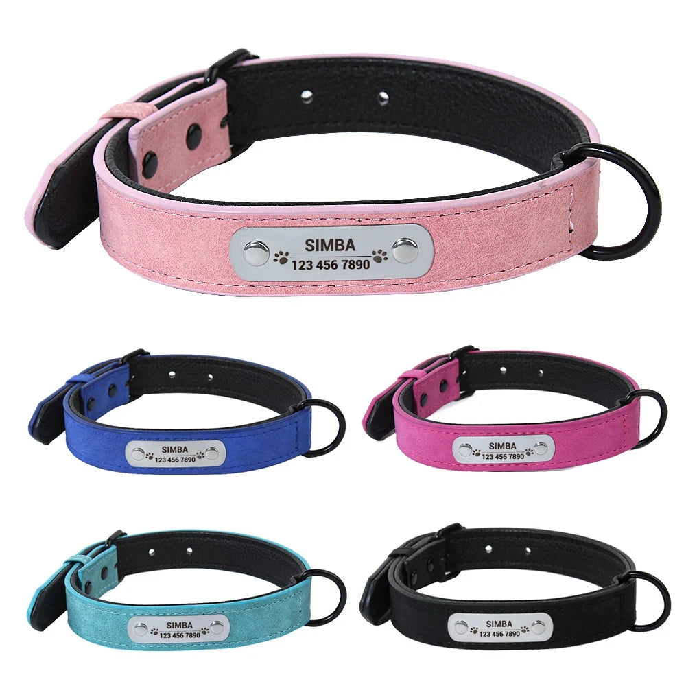 Custom Leather Dog Collar Leash Personalized - ProPawPet.com
